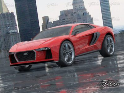 Audi Nanuk concept 3D model with rigged wheels, simple interiors, and 3D Roof environment rendering