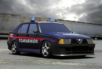 3D model of Alfa 75 Carabinieri, high poly, with simple interiors and detailed textures.