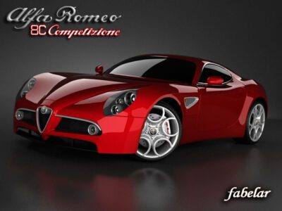 High-quality 3D model of Alfa Romeo 8C, including exterior and interior details, with optimized textures and lighting.