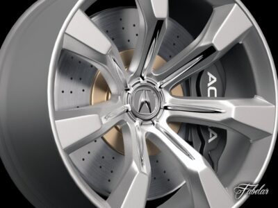 Acura advanced sport concept 3D model for automotive simulations, featuring caliper, disc, and bolts.