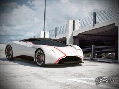 Aston Martin CC100 rigged 3D model with environment and optimized textures for rendering