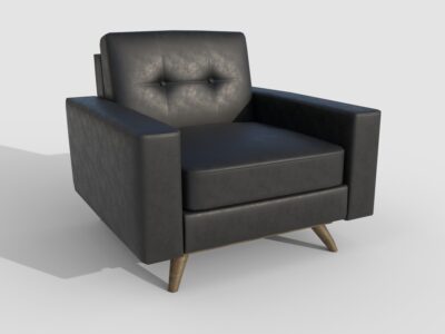 Low-poly armchair 3D model with PBR textures in multiple format