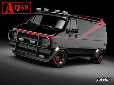 3D model of the A-Team van with detailed textures for rendering.