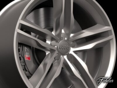 Audi A7 S7 Sportback rim 3D model with detailed caliper, disc, and bolts available in multiple formats