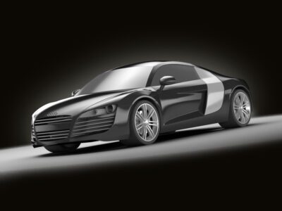 Audi R8 Lemans 3D model with no interiors, high-poly details, and optimized textures