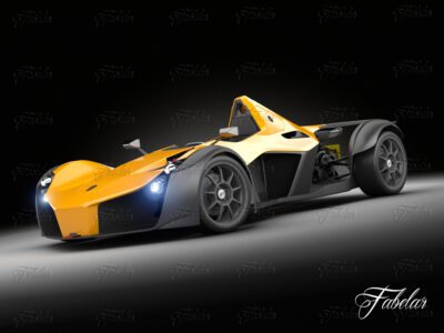 BAC Mono rigged 3D model with grouped parts, simple interiors, and photorealistic textures 