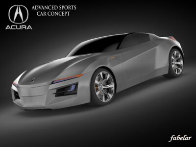 3D model of Acura advanced sport concept with detailed interiors and customizable parts.