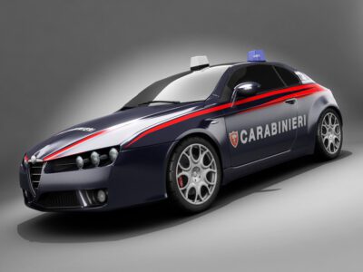 High poly 3D model of Alfa Romeo Brera Carabinieri with 345,000 polygons and ready-to-render lights.