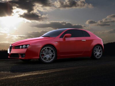 High poly 3D model of Alfa Romeo Brera, with 326,000 polygons and ready-to-render lights.